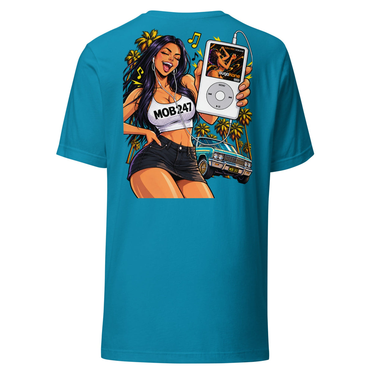 SugaKane Lowrider Aqua Blue T-Shirt - MOB 247 Lifestyle