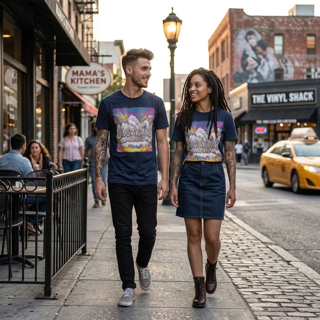 SugaKane Navy Graphic Tee - MOB 247 Lifestyle
