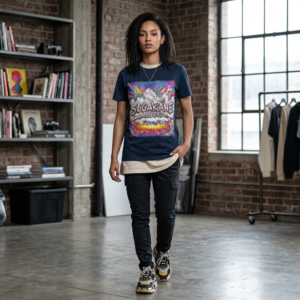 SugaKane Navy Graphic Tee - MOB 247 Lifestyle
