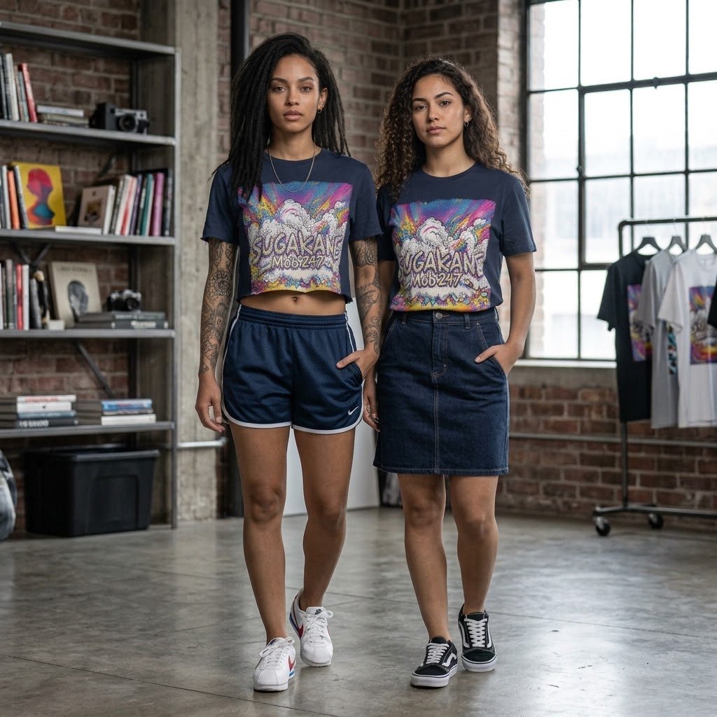SugaKane Navy Graphic Tee - MOB 247 Lifestyle