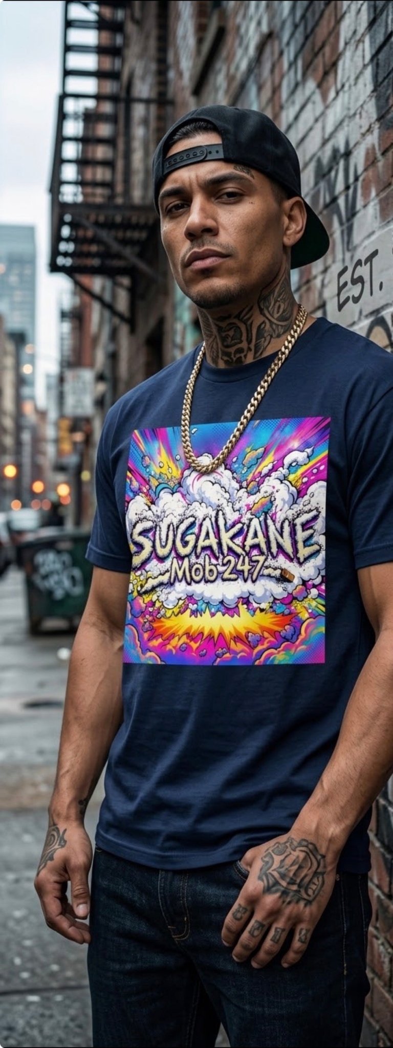 SugaKane Navy Graphic Tee - MOB 247 Lifestyle